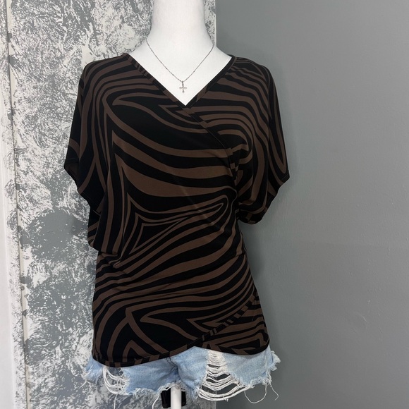 Brown zebra kimono style top oversized Kate Hill - Picture 1 of 4